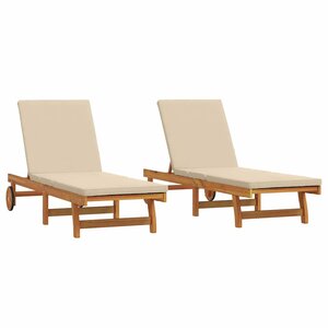 vidaXL Transat 2-personne 2 Pièces Marron Bois d'Acacia Massif