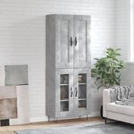 vidaXL Buffet haut Gris béton 69 5x34x180 cm Bois d'ingénierie