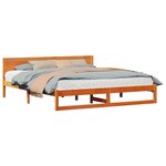 vidaXL Cadre de lit avec tête de lit Brun cire 200 x 200 cm Pin massif