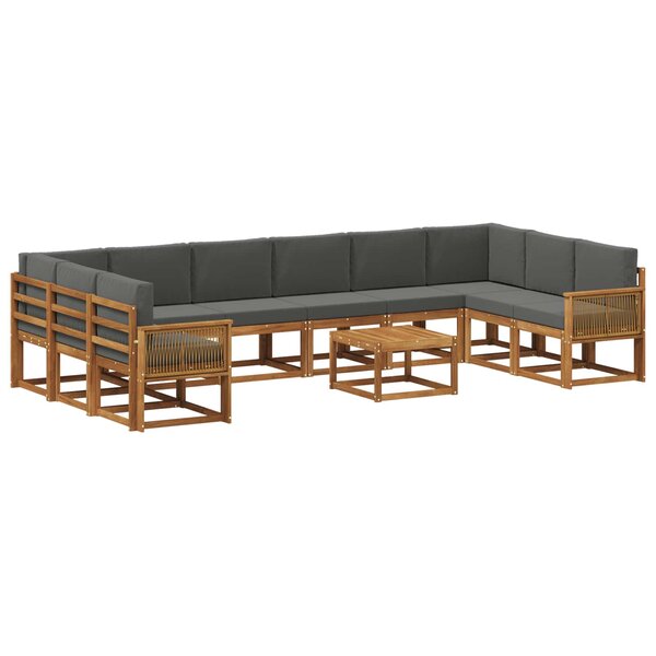 vidaXL Ensemble de canapés d'extérieur 11 pc Naturel et Anthracite