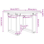 vidaXL Table basse cadre en O 50x50x35 cm bois de pin massif et fonte