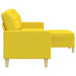 vidaXL Canapé à 3 places avec repose-pieds Jaune clair 210 cm Tissu