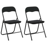 vidaXL Chaise pliante 2 pc Velours Noir 48 x 44 x 78 cm