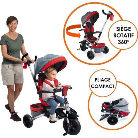 MONDO Tricycle volutif convertible et pliable avec siege rotatif