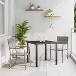vidaXL Ensemble de salle à manger pour jardin 3 Pièces Gris Poly rotin