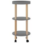 vidaXL Chariot à 3 niveaux Gris 38x38x82 cm Bois d'ingénierie et pin