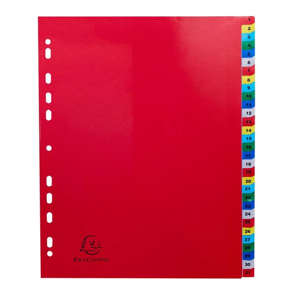 Intercalaires Imprimés Numériques Pp Couleurs 12/100e - 31 Positions - A4+ - Assorties Vives - X 20 - Exacompta