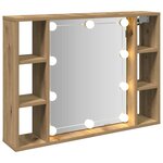 vidaXL Armoire à miroir avec LED chêne artisanal 76x15x55 cm
