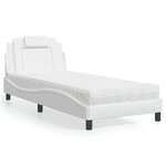 vidaXL Lit avec matelas blanc 90x190 cm similicuir