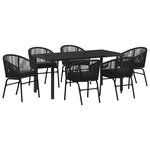 vidaXL Ensemble de salle à manger pour jardin 7 Pièces Noir Poly rotin