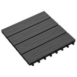 vidaXL Carreau de terrasse Design 3D 11 Pièces Noir 30 x 30 cm WPC