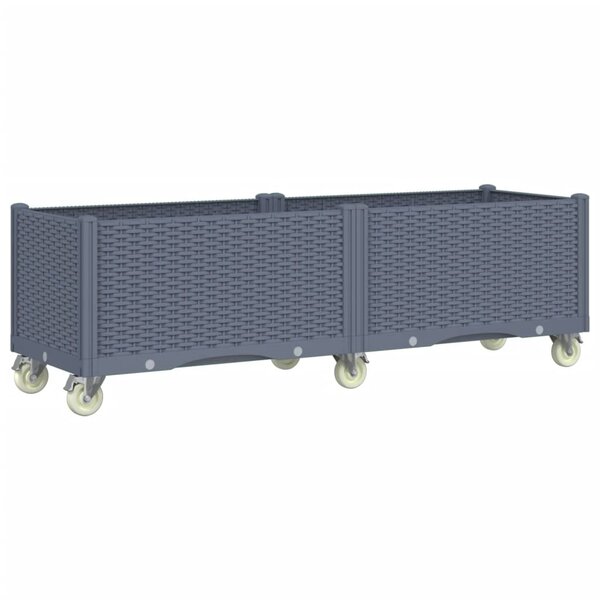 vidaXL Jardinière à roulettes gris 160x50x54 cm PP