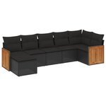 vidaXL Salon de jardin 7 Pièces avec coussins noir résine tressée