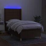 vidaXL Sommier à lattes de lit matelas LED Marron foncé 90x190cm Tissu