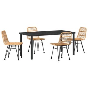 vidaXL Ensemble de salle à manger pour jardin 5 Pièces Marron
