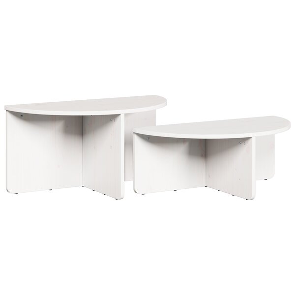 vidaXL Table basse 2 Pièces Blanc 79 x 39.5 x 40 cm Bois de pin massif