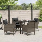 vidaXL Ensemble de salle à manger pour jardin 5 Pièces Gris Poly rotin