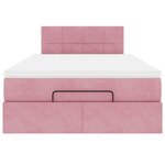 vidaXL Lit ottoman avec matelas rose 120x190 cm velours