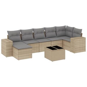 vidaXL Salon de jardin avec coussins 8 Pièces beige résine tressée