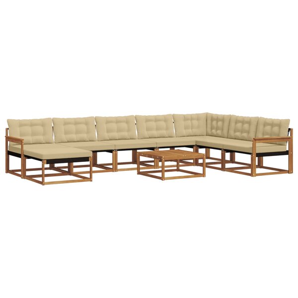 vidaXL Ensemble de canapés d'extérieur 9 Pièces Naturel et Beige
