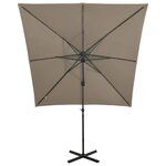 vidaXL Parasol déporté avec mât et lumières LED Taupe 250 cm