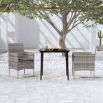 vidaXL Ensemble à manger de jardin et coussins 3 Pièces Gris et noir
