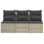 vidaXL Canapé de jardin et coussins 3 places gris clair résine tressée