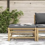 vidaXL Repose-pied de jardin avec coussin gris foncé Bambou