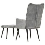 vidaXL Chaise à oreilles avec repose-pied Gris vintage Toile