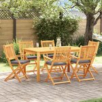 Chaises de jardin pliantes vidaXL avec coussin gris 6 pièces en bois d'acacia massif