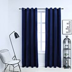 vidaXL Rideaux occultants et anneaux 2Pièces Velours Bleu foncé 140x245cm