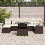 vidaXL Ensemble de canapé de jardin 8 Pièces Marron Poly rotin