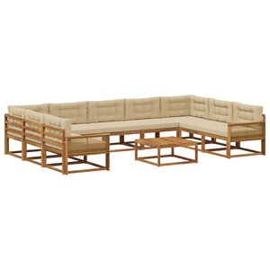 vidaXL Ensemble de canapés d'extérieur 10 Pièces Naturel et Beige