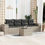 vidaXL Salon de jardin 5 Pièces avec coussins gris clair résine tressée