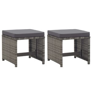 vidaXL Tabourets de jardin lot de 2 coussins Résine tressée Anthracite