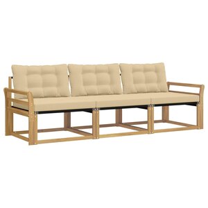 vidaXL Ensemble de canapés d'extérieur 3 pc Blanc et Beige