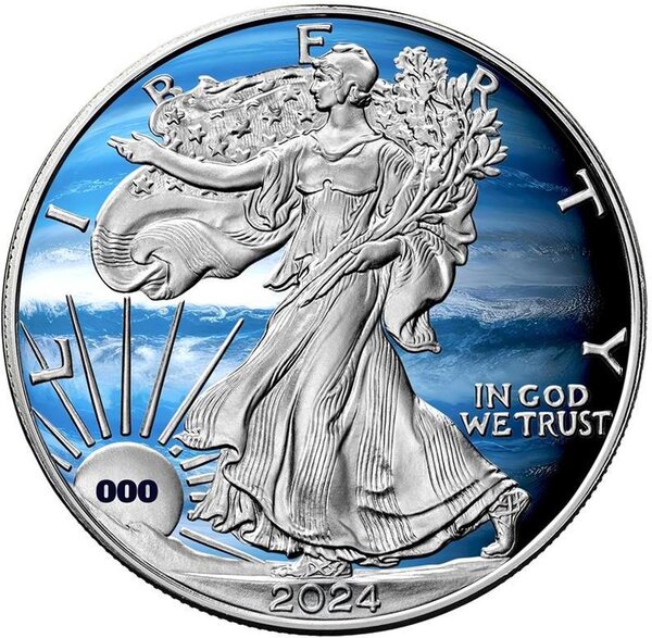 Pièce de monnaie en Argent 1 Dollar g 31.1 (1 oz) Millésime 2024 Planets of the Solar System NEPTUNE LIBERTY