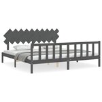 vidaXL Cadre de lit sans matelas gris 200x200 cm bois massif de pin