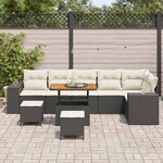 vidaXL Ensemble de canapé de jardin avec coussin 9 Pièces Noir et Crème