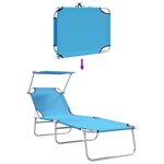 vidaXL Chaises Longues Pliantes 2 Pièces avec Auvent Bleu vif Tissu Oxford 600D