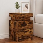 vidaXL Table de chevet avec lumières LED chêne fumé 35x39x55 cm