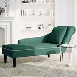 vidaXL Fauteuil long et coussin et accoudoir droit vert foncé velours