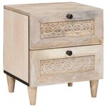 vidaXL Table de chevet avec tiroir 2 Pièces Beige 40 x 33 x 46 cm