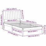 vidaXL Cadre de lit avec tête de lit Marron 100 x 200 cm Pin massif