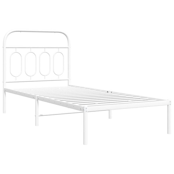 vidaXL Cadre de lit métal avec tête de lit blanc 80x200 cm