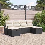 vidaXL Ensemble de canapé de jardin avec coussin 6 Pièces Noir et crème