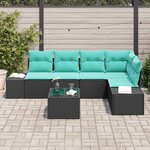 vidaXL Ensemble de canapé de jardin Noir et turquoise polyrotin