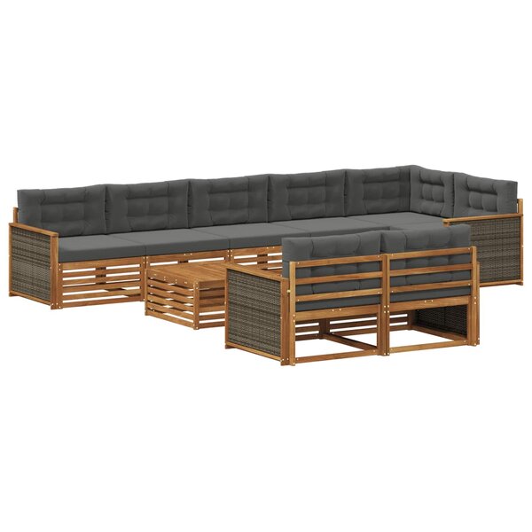 vidaXL Ensemble de canapés d'extérieur avec coussin 9 Pièces