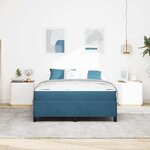 vidaXL Cadre de lit Bleu foncé et blanc 160 x 200 cm Velours