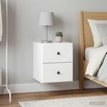 vidaXL Cabinet de chevet mural 2 Pièces Blanc brillant 34 5 x 33 x 40 cm